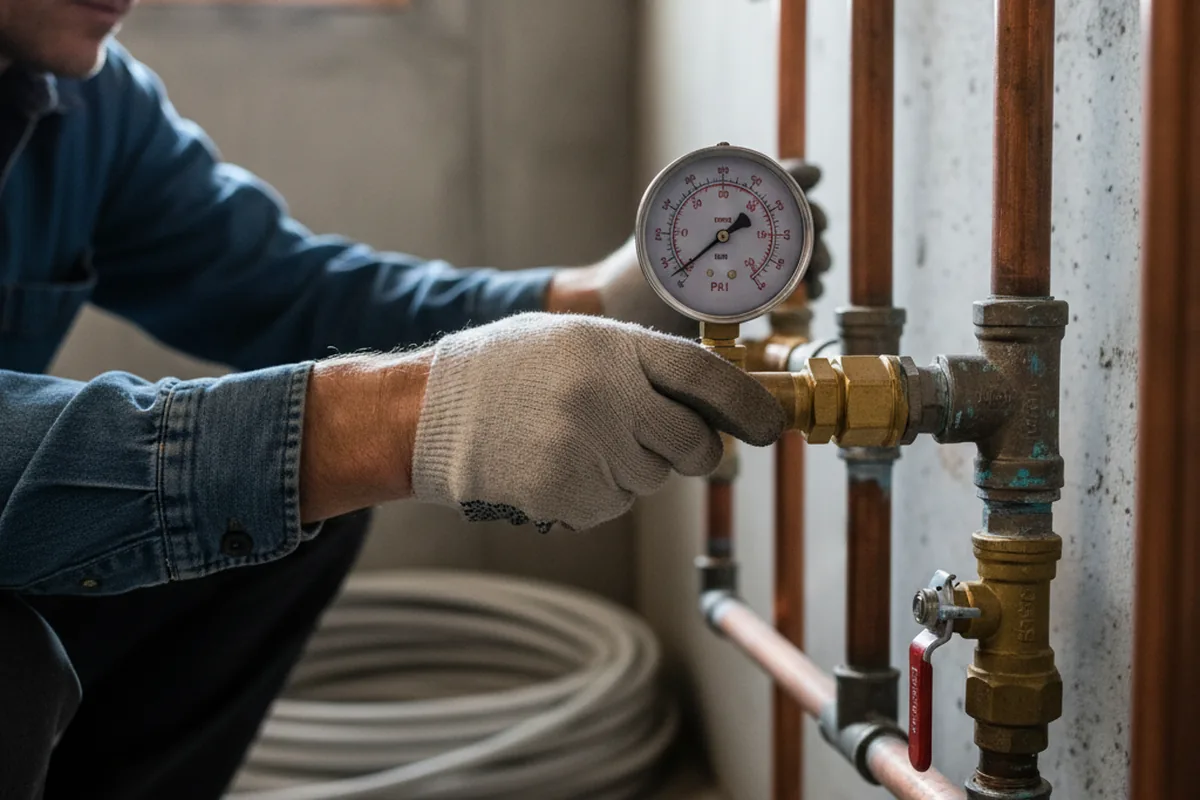 Pressure testing a repaired line during Water Line Repair in Fairplay
